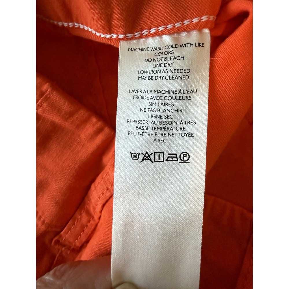 Maeve Anthropologie Colette Pants Linen Stretch Wide Leg Orange Crop Pockets 27 - Picture 12 of 14